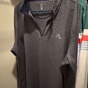 Rhoback Quarter Zip / Navy Herringbone — ZIPPER BROKEN